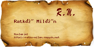 Ratkó Milán névjegykártya