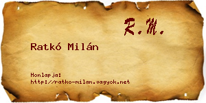 Ratkó Milán névjegykártya